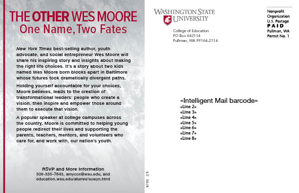 Wes Moore book event postcard back.