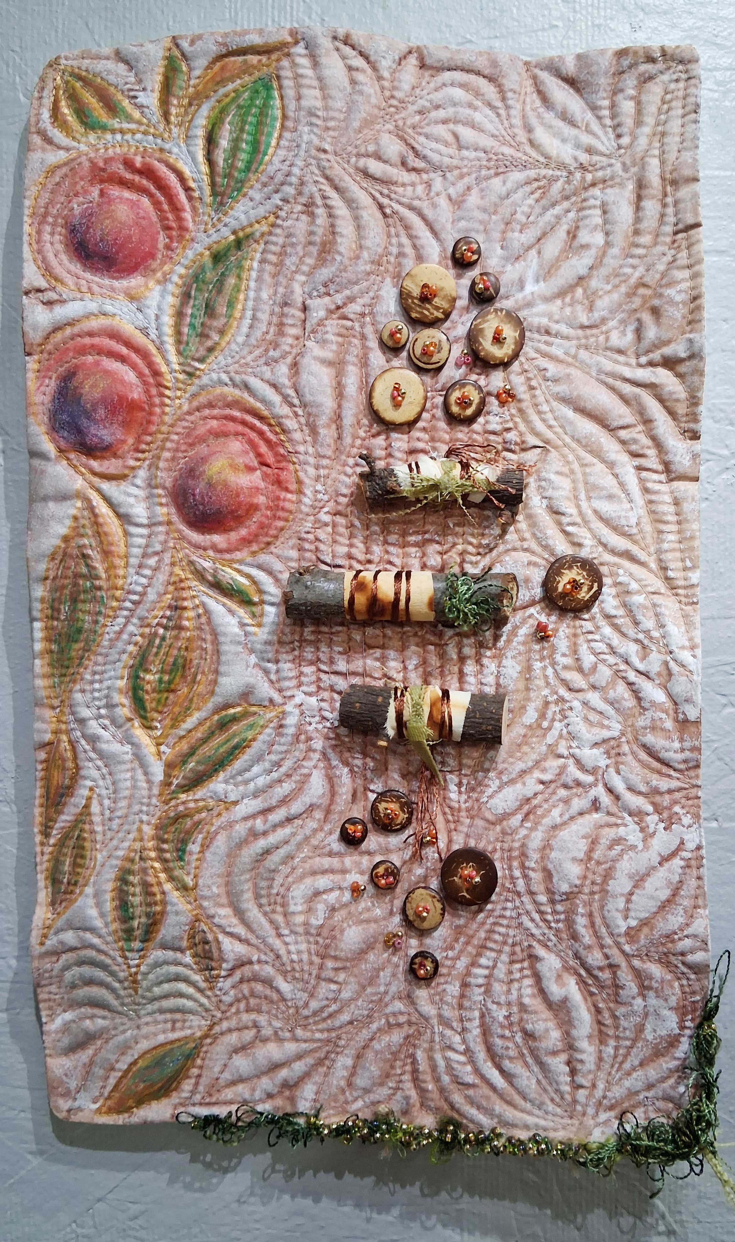 Nothing So Lovely mixed media fiber art wall hanging.