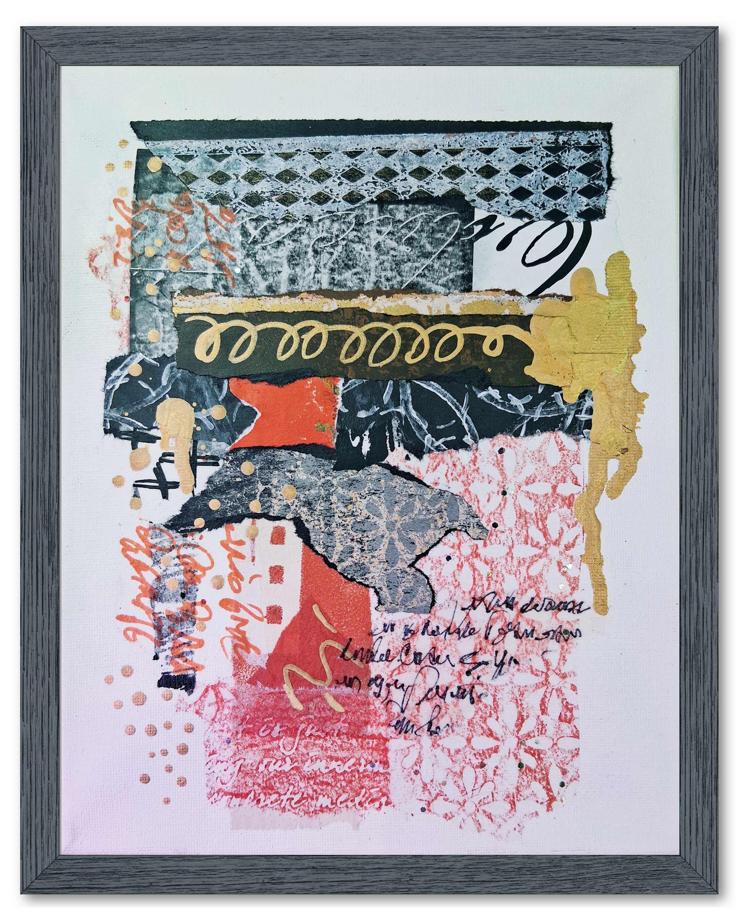 Untitled mixed media abstract collage on stretched canvas - frame not included.